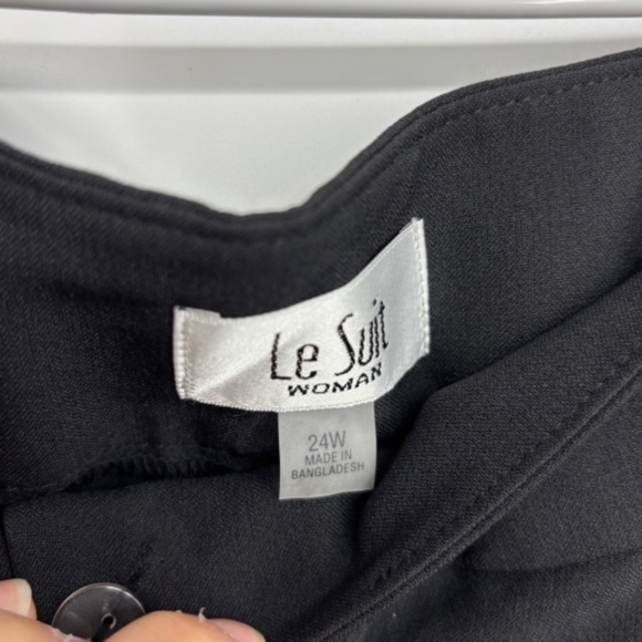 Le Suit Womens 24W Single Button Blazer Slim Fit Pants Suit Black Office Career - Picture 14 of 16